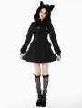 Black Gothic Cute Cat Ear Fuzzy Hoodie Coat for Women