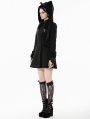 Black Gothic Cute Cat Ear Fuzzy Hoodie Coat for Women