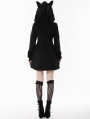Black Gothic Cute Cat Ear Fuzzy Hoodie Coat for Women