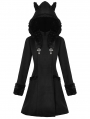 Black Gothic Cute Cat Ear Fuzzy Hoodie Coat for Women