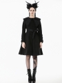 Black Gothic Bowknot Embroidered Warm Coat for Women