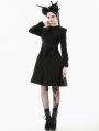 Black Gothic Bowknot Embroidered Warm Coat for Women