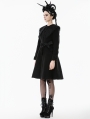 Black Gothic Bowknot Embroidered Warm Coat for Women