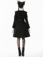 Black Gothic Bowknot Embroidered Warm Coat for Women