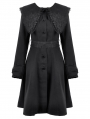 Black Gothic Bowknot Embroidered Warm Coat for Women