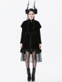 Black Retro Gothic Bat-Winged Witch Velvet Coat for Women