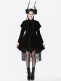 Black Retro Gothic Bat-Winged Witch Velvet Coat for Women