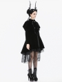 Black Retro Gothic Bat-Winged Witch Velvet Coat for Women
