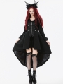 Black Gothic PU Leather Irregular Trench Coat for Women