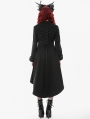 Black Gothic PU Leather Irregular Trench Coat for Women