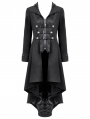 Black Gothic PU Leather Irregular Trench Coat for Women