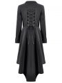 Black Gothic PU Leather Irregular Trench Coat for Women
