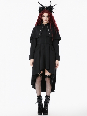 Black Mystic Retro Gothic High-Low Cape Coat for Women