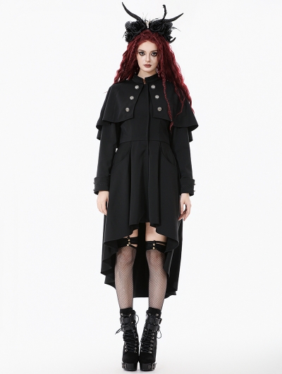 Black Mystic Retro Gothic High-Low Cape Coat for Women