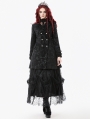 Black Retro Gothic Jacquard Velvet Coat for Women