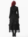 Black Retro Gothic Jacquard Velvet Coat for Women