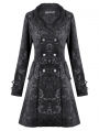 Black Retro Gothic Jacquard Velvet Coat for Women