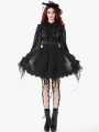 Black Gothic Lace Embroidered Mesh Petticoat Skirt