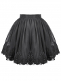 Black Gothic Lace Embroidered Mesh Petticoat Skirt