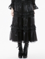Black Gothic Lace Embroidered Layered Maxi Petticoat Skirt