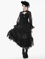 Black Gothic Lace Embroidered Layered Maxi Petticoat Skirt