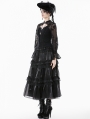 Black Gothic Lace Embroidered Layered Maxi Petticoat Skirt