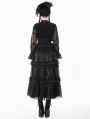Black Gothic Lace Embroidered Layered Maxi Petticoat Skirt