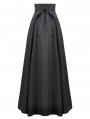 Black Vintage Gothic Lace Applique Pleated Maxi Skirt