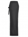 Black Sexy Gothic Punk Buckle Strap High-Slit Long Skirt