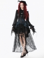 Blue and Black Gothic Vintage Jacquard Corset Tail Skirt