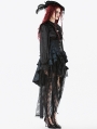 Blue and Black Gothic Vintage Jacquard Corset Tail Skirt