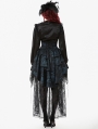 Blue and Black Gothic Vintage Jacquard Corset Tail Skirt