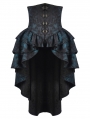Blue and Black Gothic Vintage Jacquard Corset Tail Skirt