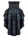 Blue and Black Gothic Vintage Jacquard Corset Tail Skirt