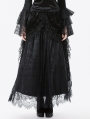 Black Gothic Court Floral Tassel Lace Velvet Maxi Skirt