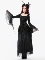 Black Gothic Court Floral Tassel Lace Velvet Maxi Skirt