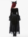 Black Gothic Court Floral Tassel Lace Velvet Maxi Skirt