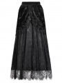 Black Gothic Court Floral Tassel Lace Velvet Maxi Skirt