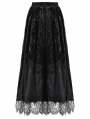 Black Gothic Court Floral Tassel Lace Velvet Maxi Skirt