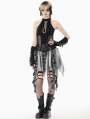 Black and White Plaid Patchwork Locomotive Gothic Punk Skirt