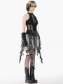 Black and White Plaid Patchwork Locomotive Gothic Punk Skirt