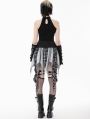 Black and White Plaid Patchwork Locomotive Gothic Punk Skirt