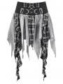 Black and White Plaid Patchwork Locomotive Gothic Punk Skirt