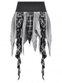 Black and White Plaid Patchwork Locomotive Gothic Punk Skirt