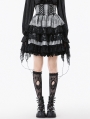 Black and White Gothic Lolita High-Waist Tiered Skirt