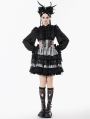 Black and White Gothic Lolita High-Waist Tiered Skirt