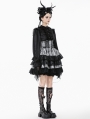 Black and White Gothic Lolita High-Waist Tiered Skirt