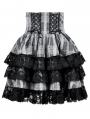 Black and White Gothic Lolita High-Waist Tiered Skirt
