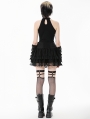 Black Gothic Punk Eyelet Strap Lace Mini Skirt