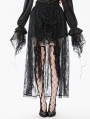 Black Gothic Retro Floral Mesh Lace High-Low Skirt